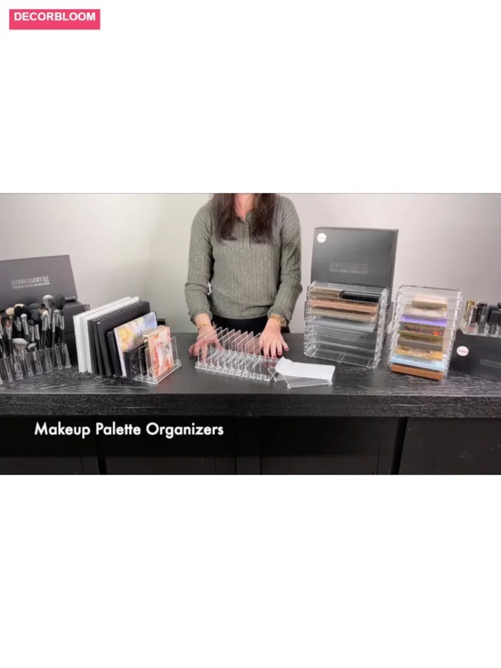 Acrylic Makeup Eyeshadow Palette Organizer With Removable Dividers Vanity